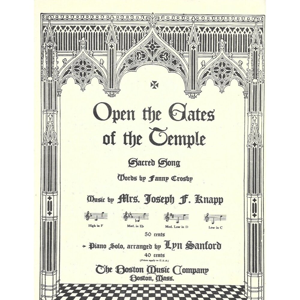 Open the Gates of the Temple 1952 Boston Music Sacred Piano Solo - Picture 1 of 3